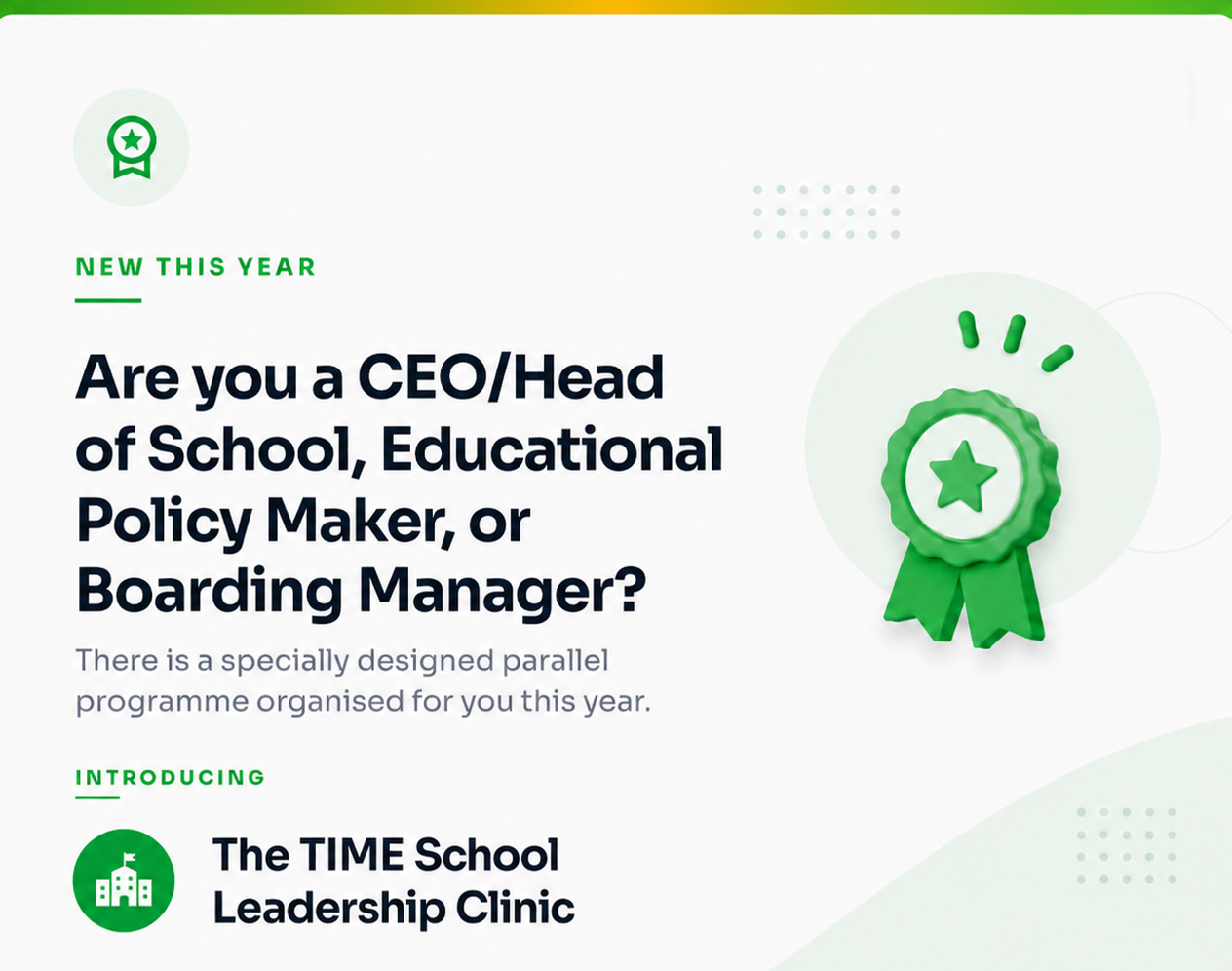 Are you a school owner, director, CEO, or school leader? Introducing the TIME School Leadership Clinic.